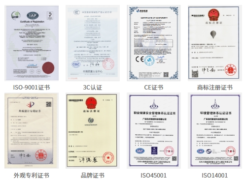 ISO 9001, 3C, CE, Trademark, Design Patent, ISO45001, ISO14001