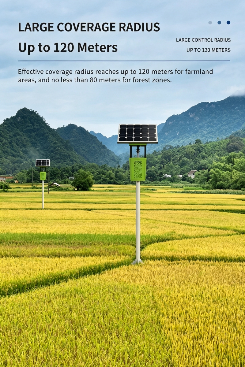 Solar wind-suction insect killer lamp installed in farmland for pest control
